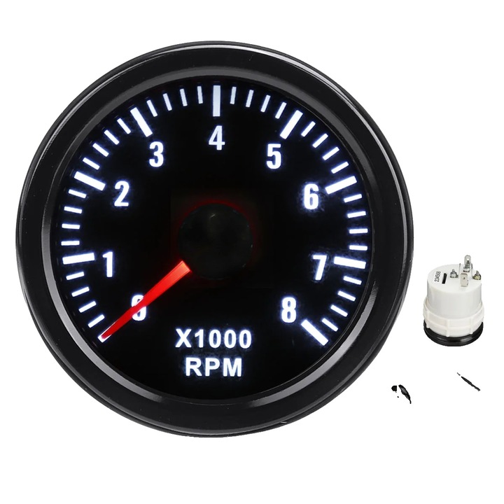 Tachometru 52mm, 0-8000 RPM, 12V, instalare usoara, design modern