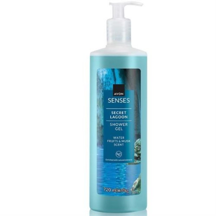 Gel de dus Avon Secret Lagoon, 720ml, unisex, cu extracte naturale, culoare verde