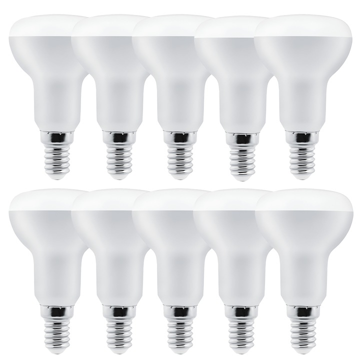10 darabos Teno® E14 LED izzókészlet E14, gomba alakú, élettartam 20.000 óra, színhőmérséklet 2700K, 6W, 540 lm, tápellátás 220-240V, meleg fehér színű