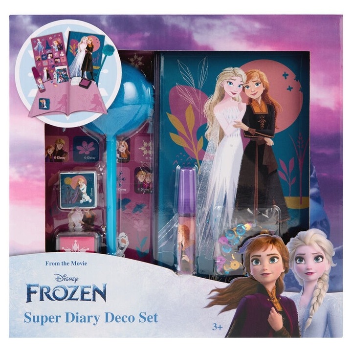 Set jurnal si pix Disney Frozen, Agenda cu accesorii creative pentru copii, Multicolor, Model 2