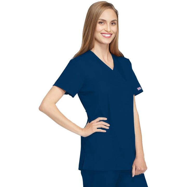 Tunica Medicala Mock Wrap, marime M, culoare Bleumarin