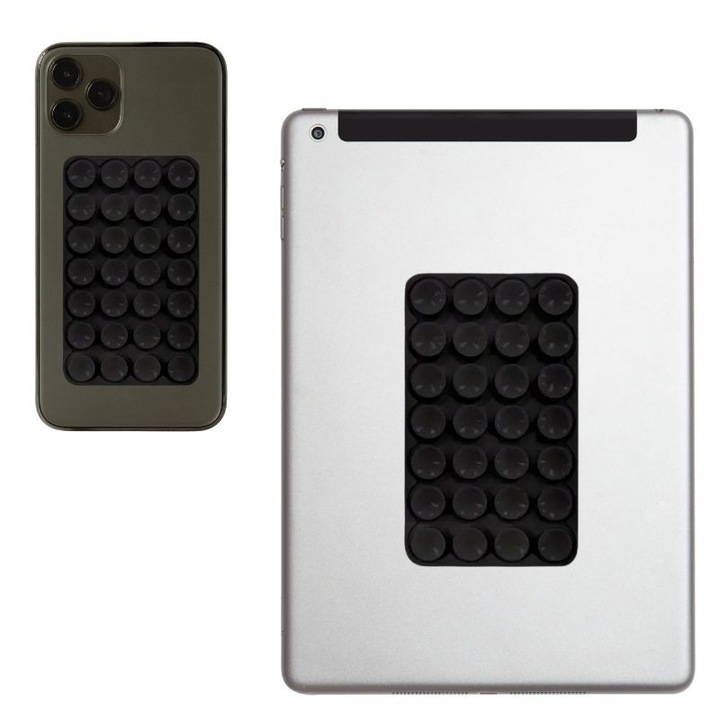 Ventuza neagra din cauciuc pentru telefon si tableta, rezistenta