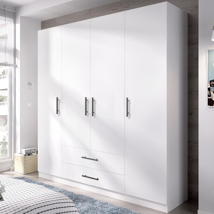 Dulap Lara Salonic cu 2 sertare Alb L180 x H200 x A50 cm