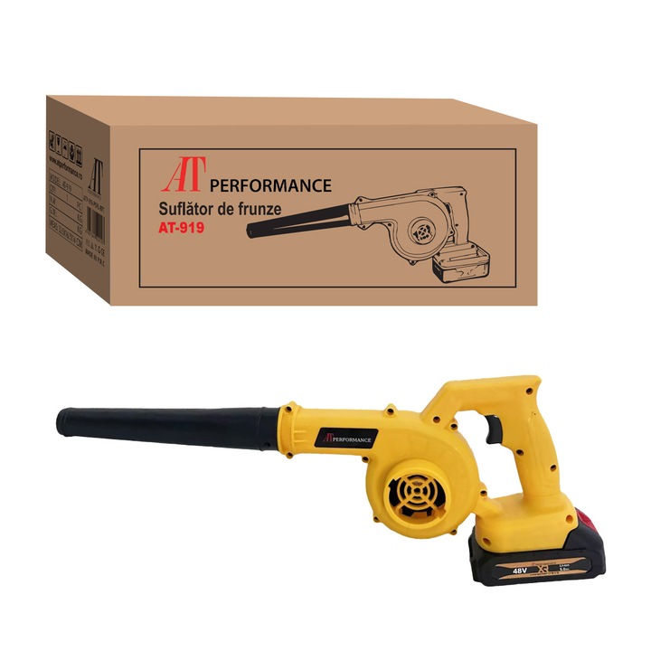 Акумулаторна духалка и прахосмукачка 2 в 1 AT PERFORMANCE® AT-919, 48V, 880W, 18.000 RPM, с 2 батерии, за листа, прах и лек сняг