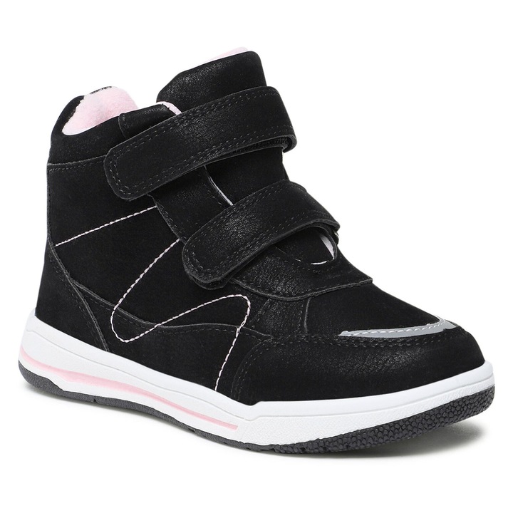 Ghete fete, Nelli Blu, piele ecologica, negru, Velcro