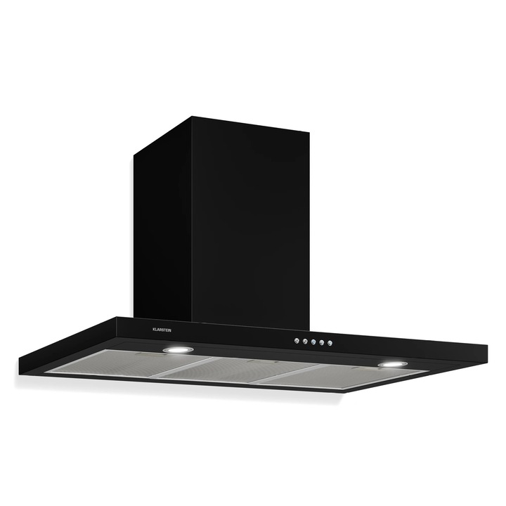 Hota de perete, Klarstein, 90 cm, 600 m/h, neagră, eficiență energetică A++