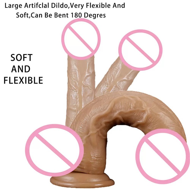 Дилдо с вендуза, първокласен силикон, 19x3.5см, водоустойчив