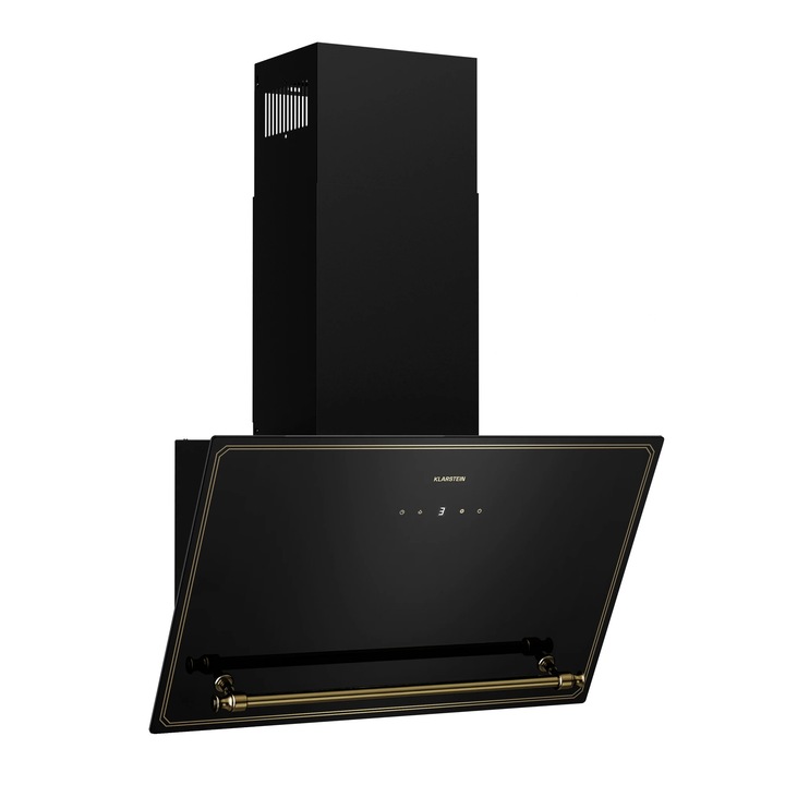 Hota Klarstein Victoria, 90 cm, debit aer 336 m/h, negru cu auriu, incorporabil