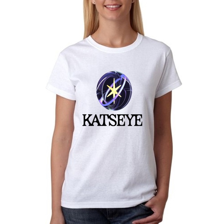 Персонализирана дамска тениска Katseye Kpop група лого, бял, XS