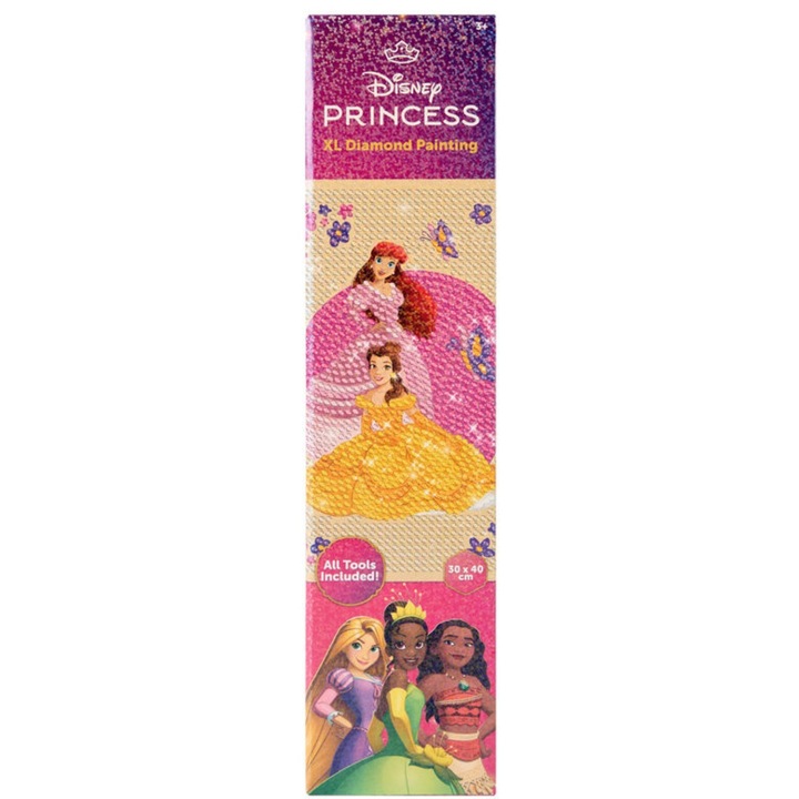 Set creativ pictura cu diamante, Disney Princess, Pentru copii, Roz, Model Printese, 30 x 40 cm