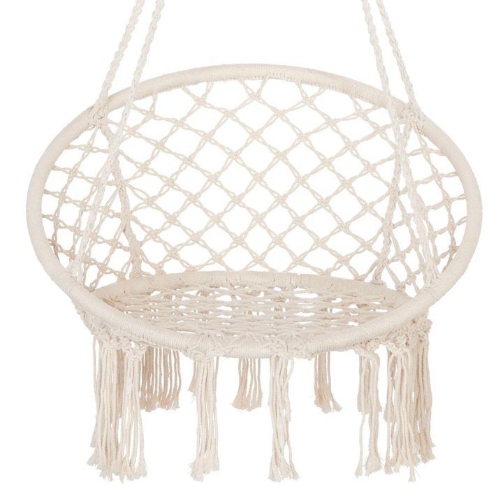 Scaun Leagan Suspendat pentru Terasa sau Gradina, Capacitate 100 kg, Alb