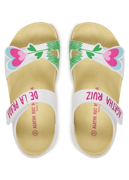 Sandale copii, Agatha Ruiz de la Prada, piele ecologică, alb, Alb