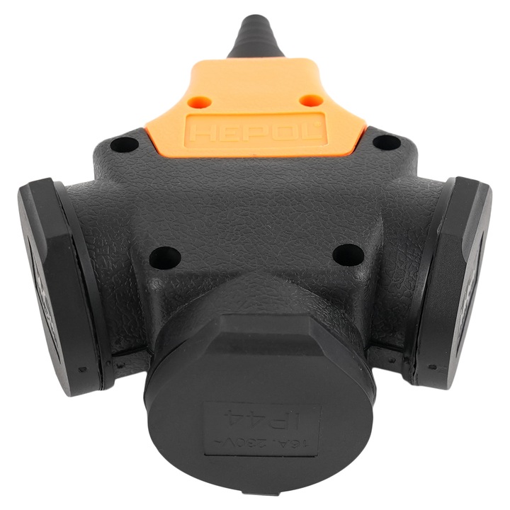 Cap prelungitor Y cauciucat cu 3 prize, 16A, 250V Hepol