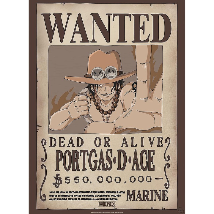 Poster - One Piece - Wanted Ace, Multicolor, 38 x 52 cm