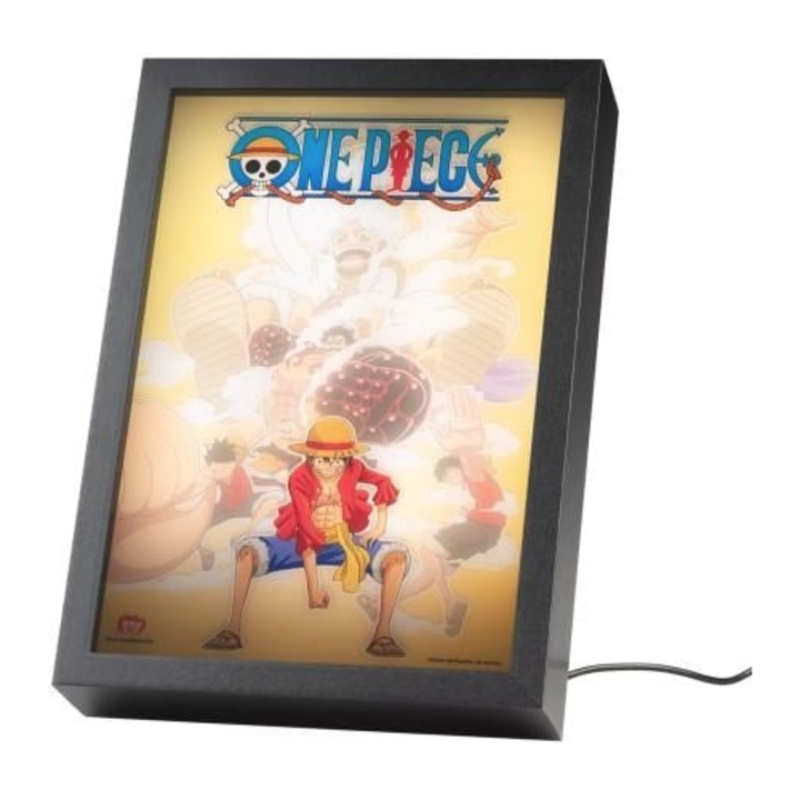 Poster inramat si iluminat - One Piece - Luffy, Negru