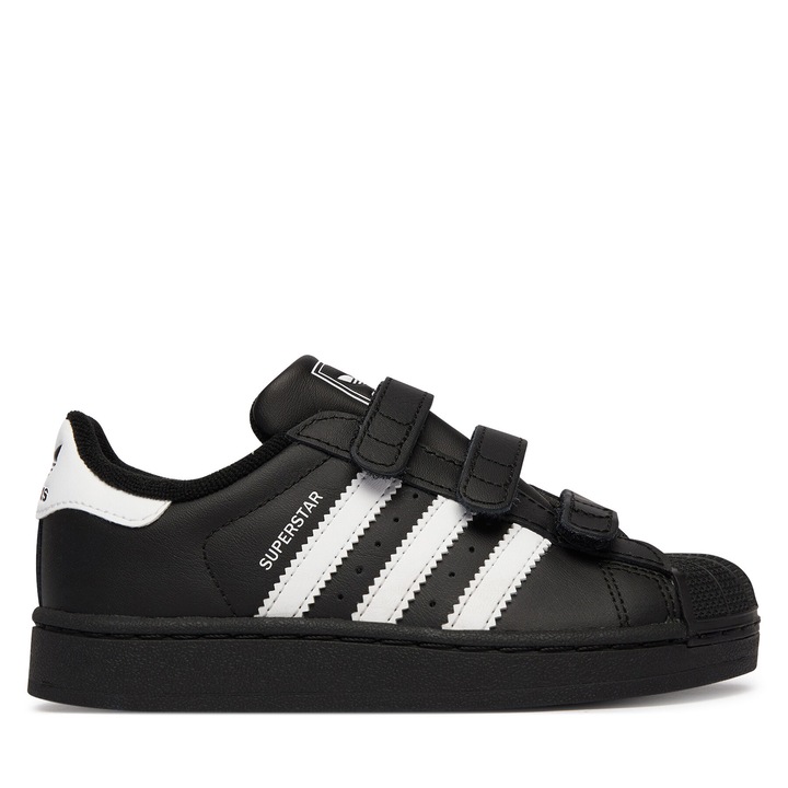 Adidasi unisex, Adidas, piele ecologica, negru, sistem inchidere Velcro, 35 EU