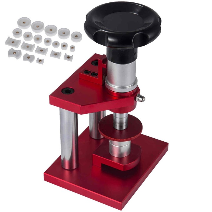 Rola de presare pentru ceasuri, VEVOR, 20.3 cm, 11.4x10.2x20.3 cm, rosu, set cu 20 de matrite