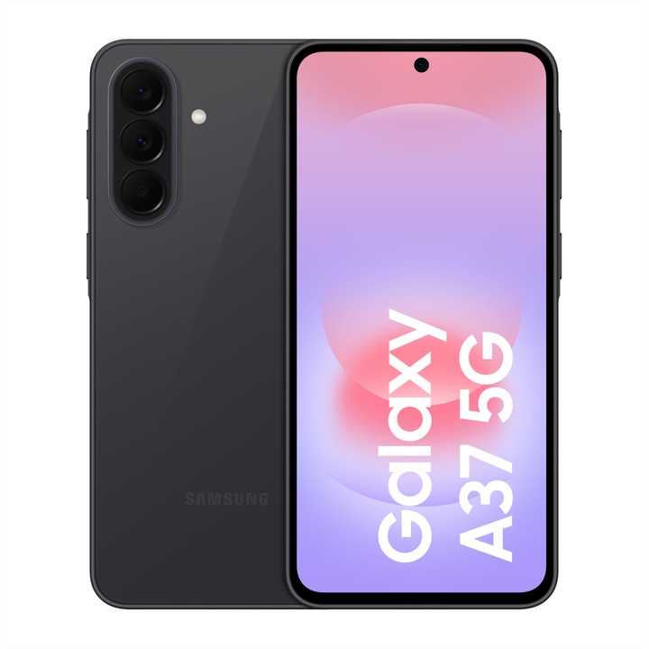 Смартфон Samsung Galaxy A37, Dual SIM, 6GB RAM, 128GB, 5G, Awesome Charcoal