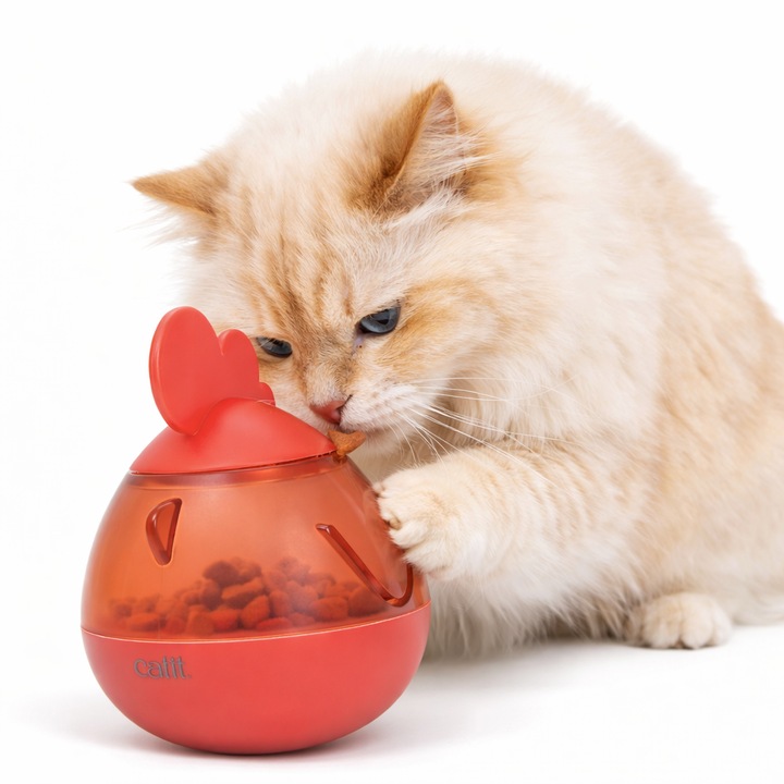 Jucarie interactiva pentru pisici, Hagen, Catit Pixi, dozator de delicatese, forma de soricel, dificultate ajustabila