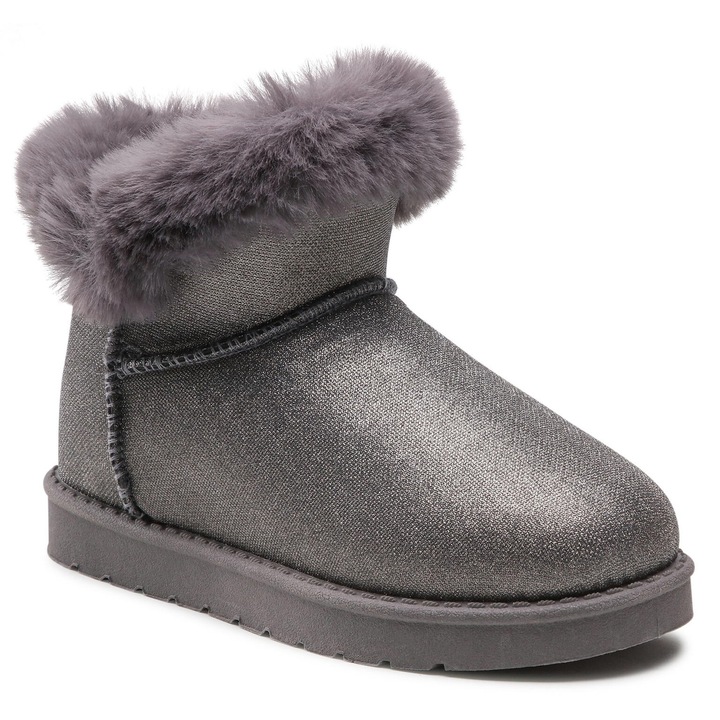 Cizme de zapada Fete, Nelli Blu, fermoar, gri, material textil