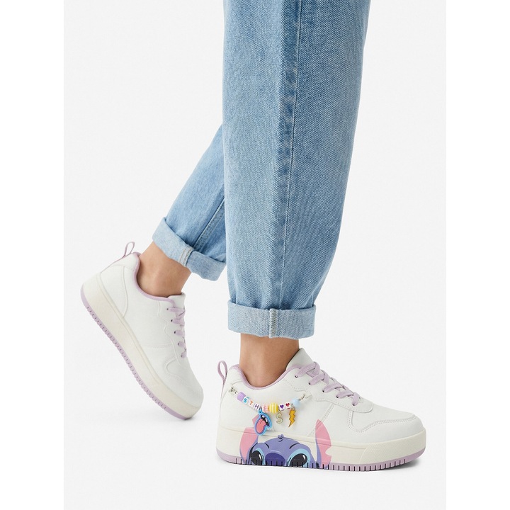Adidasi copii, Disney, sintetic, alb, pentru fete