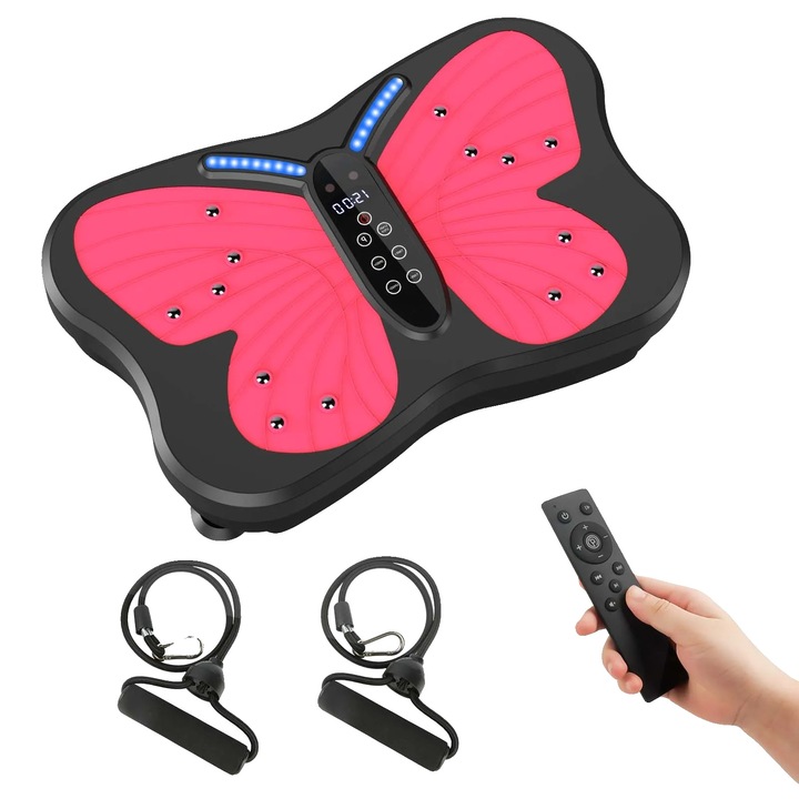 Placa de vibratie, Viteza ajustabila, Control de la distanta, Roz, Design compact