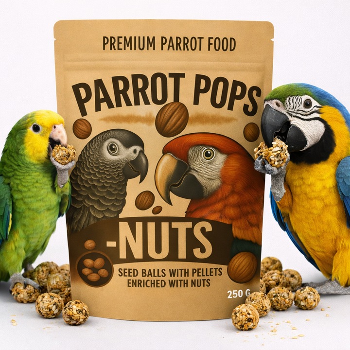 Popuri de Nuci, Premium Parrot Food, 250g, pentru papagali mijlocii si mari, fara conservanti, aroma intensa
