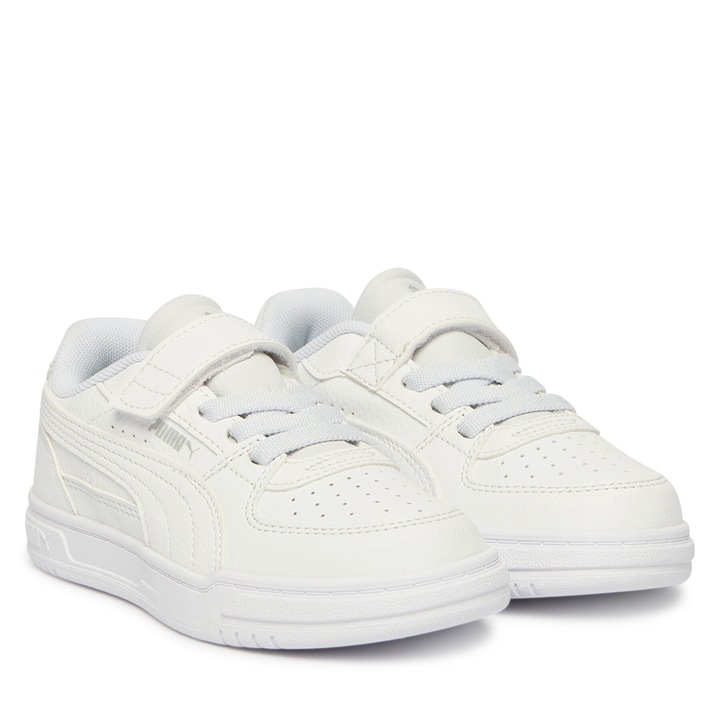 Pantofi copii, Puma, unisex, velcro, alb, piele ecologica