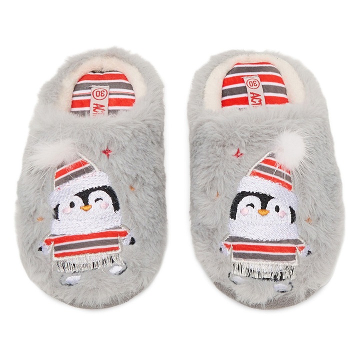 Gyermek papucs, Action Boy, szürke, textil anyag, 33 EU