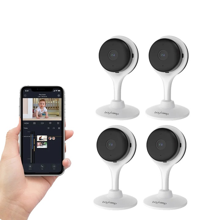 Camera de supraveghere interioara, 3 MP, conectivitate Wi-Fi dual-band, montare pe tavan sau perete, alimentare prin retea, K10-4, priza EU