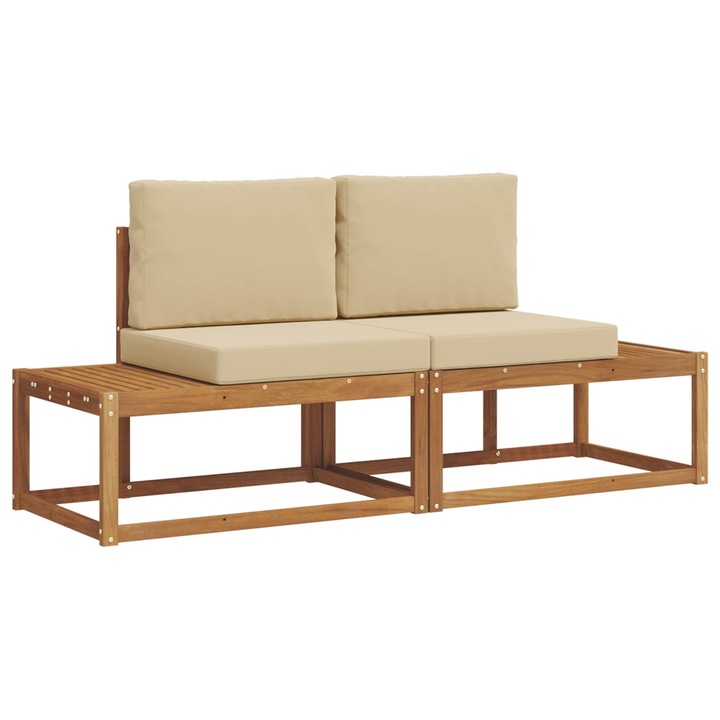 Set de canapele de exterior vidaXL, cu perna 2 pcs natural