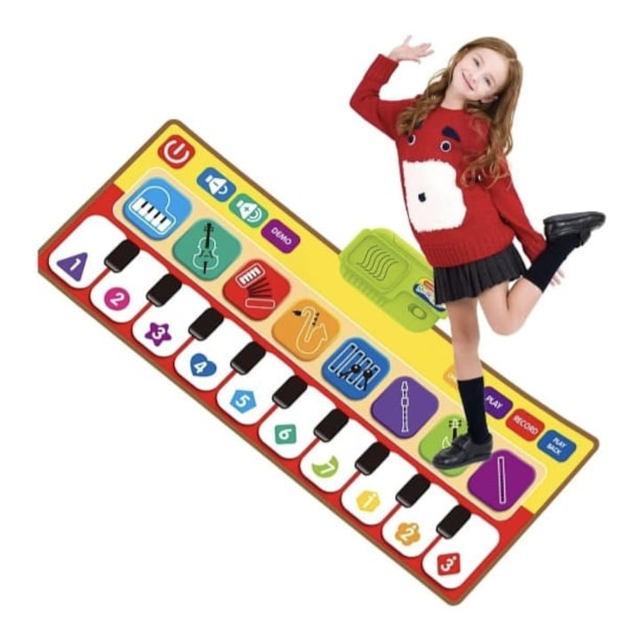 Covor muzical, Piano Touch & Learn, 8 instrumente, antiderapant, multicolor