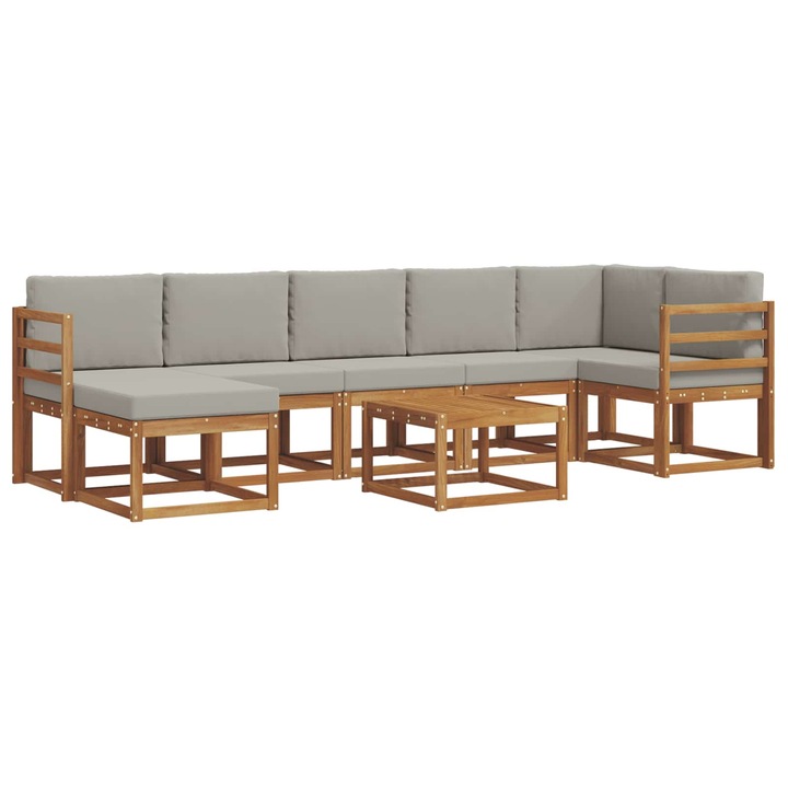 Set de canapele de exterior vidaXL, 8 pcs Gri natural si deschis