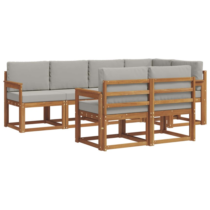 Set de canapele de exterior vidaXL, 7 pcs Gri natural si deschis