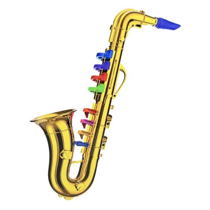 Saxofon de jucărie, MASHASHOP, 8 clapete, auriu, 39cm