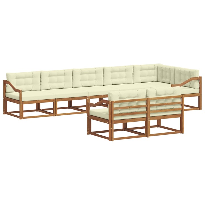 Set de canapele de exterior vidaXL, cu perna 8 pcs Natural si Crem