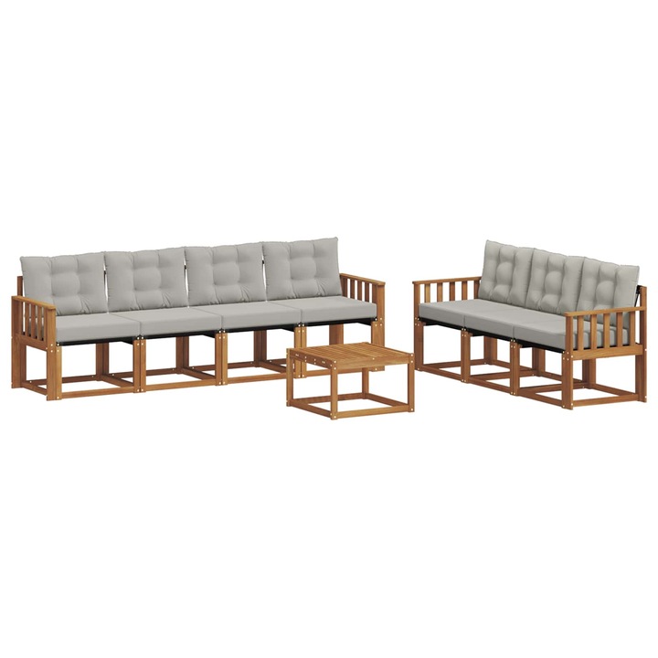 Set de canapele de exterior vidaXL, 8 pcs Gri natural si deschis