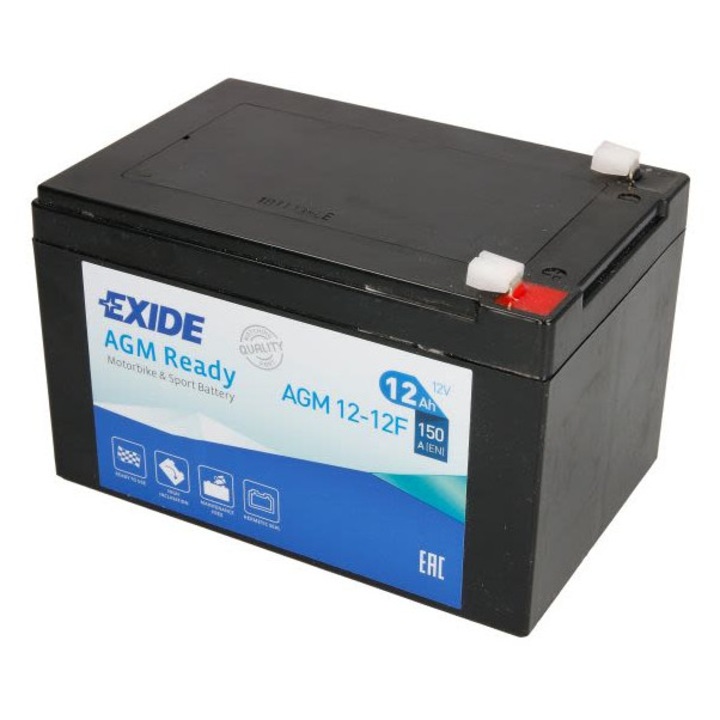 Acumulator Moto AGM Ready AGM12-12F Exide 12V 12Ah 150A