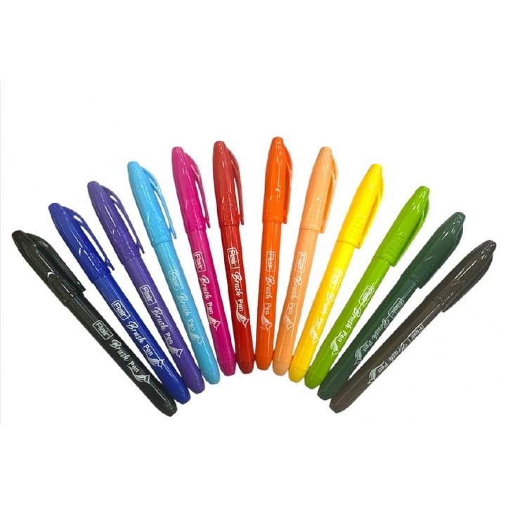 Set carioci 12 culori, varf tip pensula, Flair