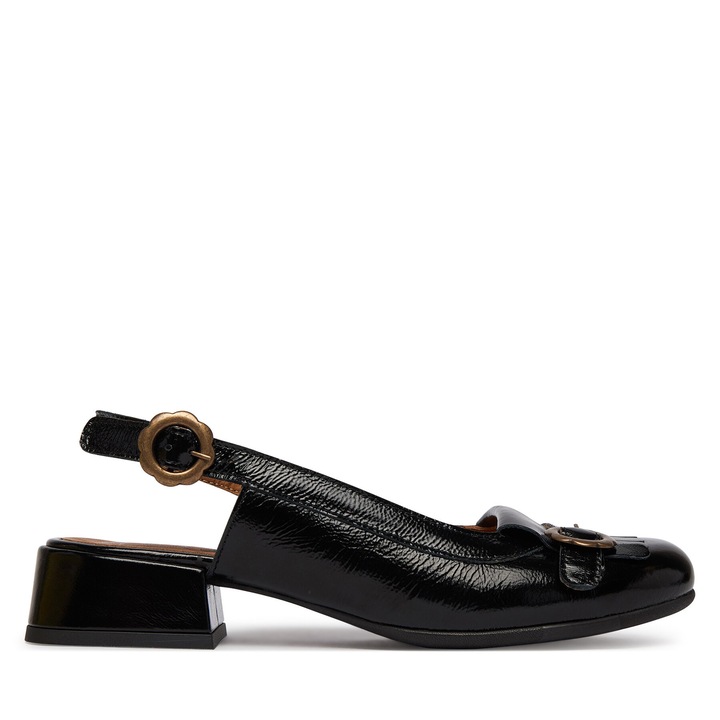 Pantofi cu toc mic, Fly London, piele naturala, negru