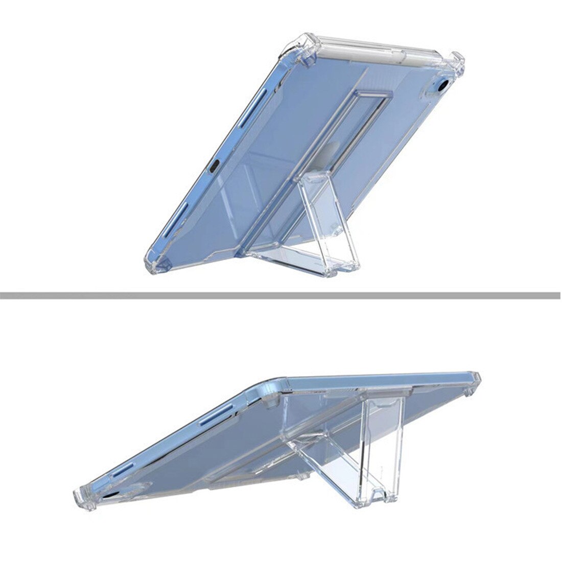 Husa de protectie DEISNGB pentru Apple iPad 7/8/9 10.2", silicon transparent antishock cu colturi intarite, suport integrat pentru tableta si stylus, rezistenta la socuri, ideala pentru filme, jocuri, lectii online si birou, transparenta