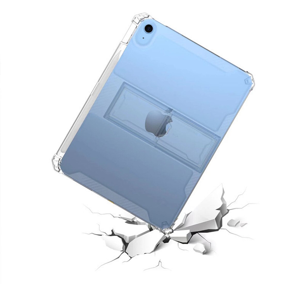 Husa de protectie DEISNGB pentru Apple iPad 7/8/9 10.2", silicon transparent antishock cu colturi intarite, suport integrat pentru tableta si stylus, rezistenta la socuri, ideala pentru filme, jocuri, lectii online si birou, transparenta