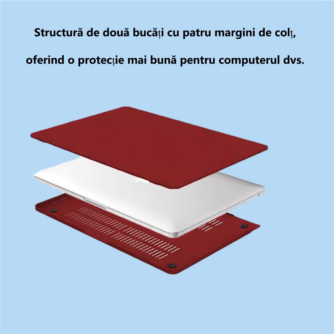 Carcasa Hard Shell pentru MacBook Pro 14 (2021/2022/2023/2024/2025), DEISNGB, (M5/M4/M3/M2/M1 Pro Max)(A3434/A3112/A3185/A3401/A2918/A2992/A2779/A2442)Husa protectie cu efect de nisip fin design ultra subtire, Burgund