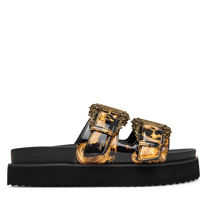 Papuci dama, Versace Jeans Couture, piele ecologica, negru