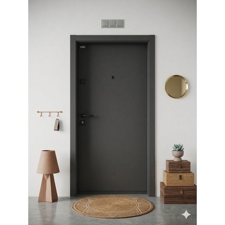 Usa antiefractie RC3 intrare apartament Optima Grade gri antracit 44 DB 100 mm Gol de zid 2000 x 900 mm Stanga