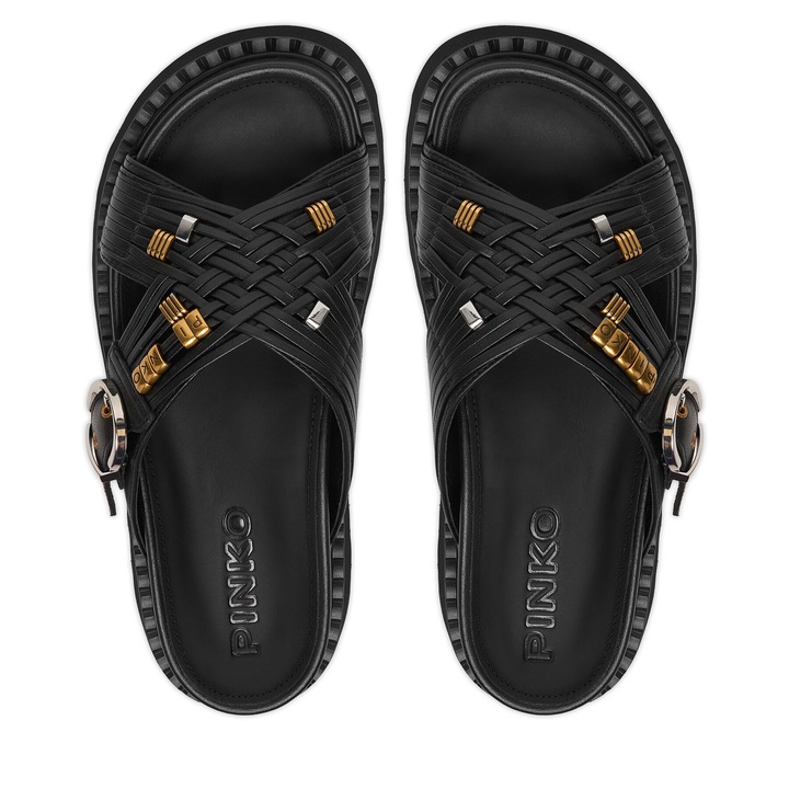 Papuci de dama, Pinko, piele naturala, negru, 41 EU