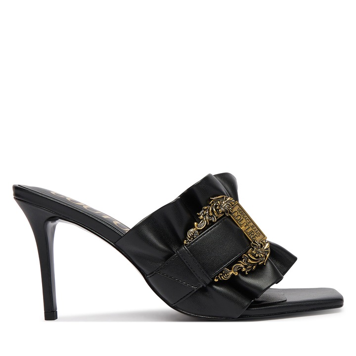 Papuci pentru dama, Versace Jeans Couture, piele ecologica, negru