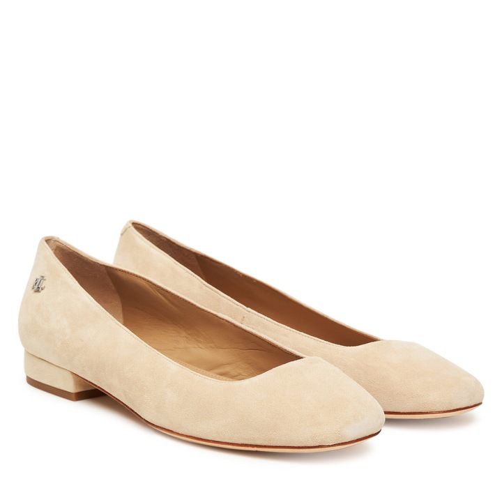 Дамски балеринки, Lauren Ralph Lauren, естествена кожа, бежови, елегантен дизайн