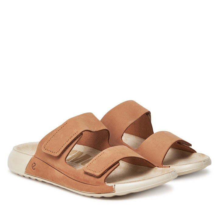 Papuci dama, Ecco, piele naturala, maro, confort exceptional, 35 EU