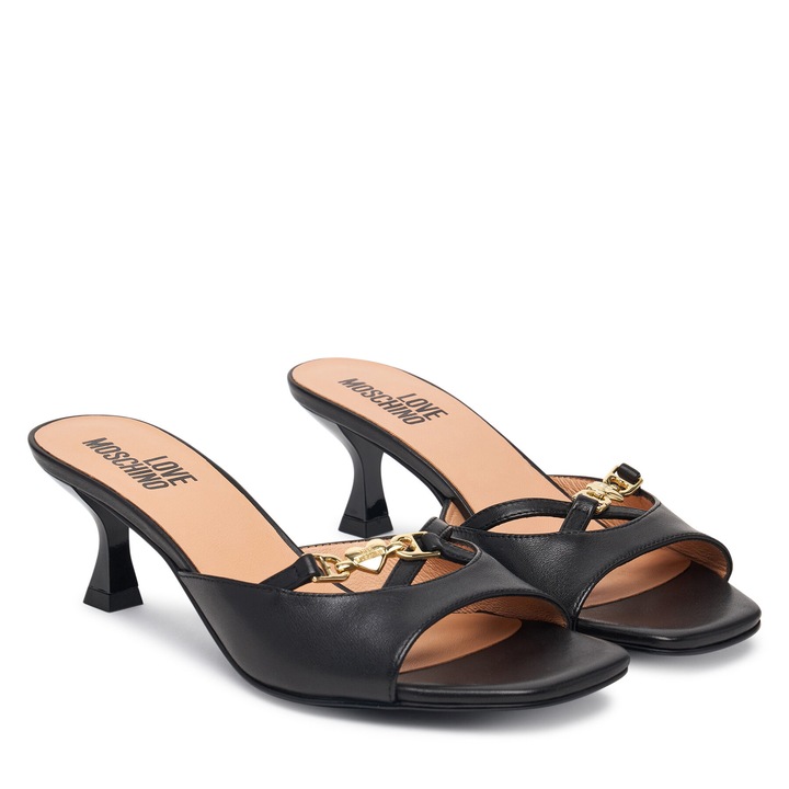 Slapi dama Love Moschino piele naturala, Negru, 41